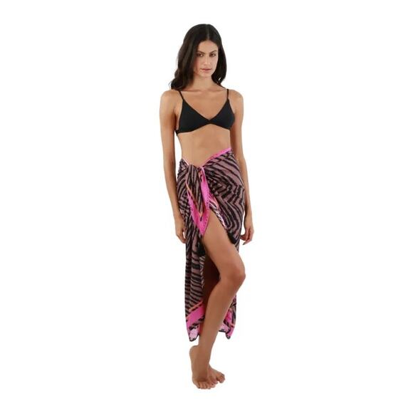 Malai Swimwear Viscose Pareo Zebra Print Sarong One Size - Picture 2 of 5